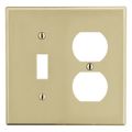 Hubbell Wiring Device-Kellems Wallplate, Mid-Size 2-Gang, 1) Duplex 1) Toggle, Ivory PJ18I